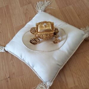 Cinderella carriage gold beige wedding ring bearer pillow